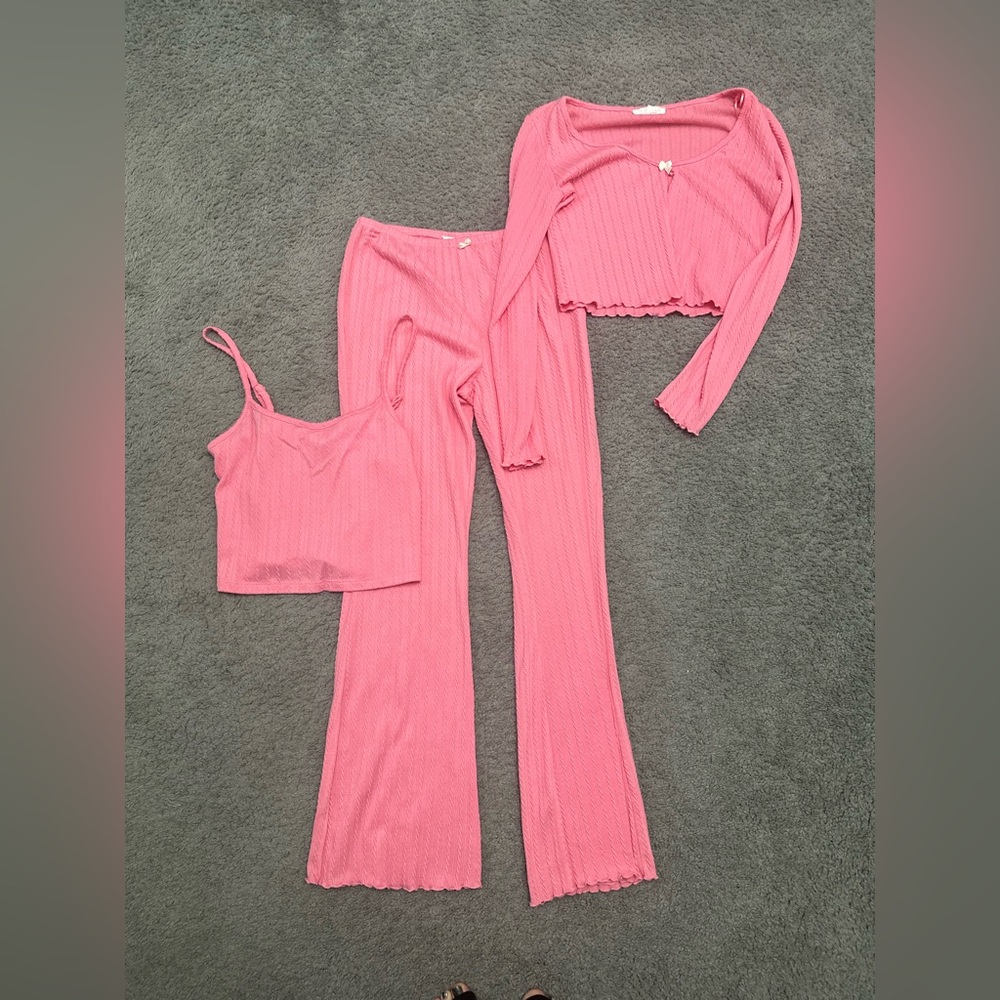 Pink 3 piece loungewear set